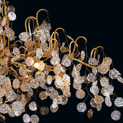 Briony 11 Lights Gold Floral Glass Chandelier 33"W