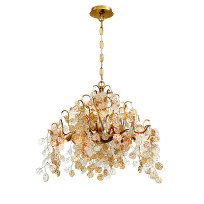Briony 11 Lights Gold Floral Glass Chandelier 33"W