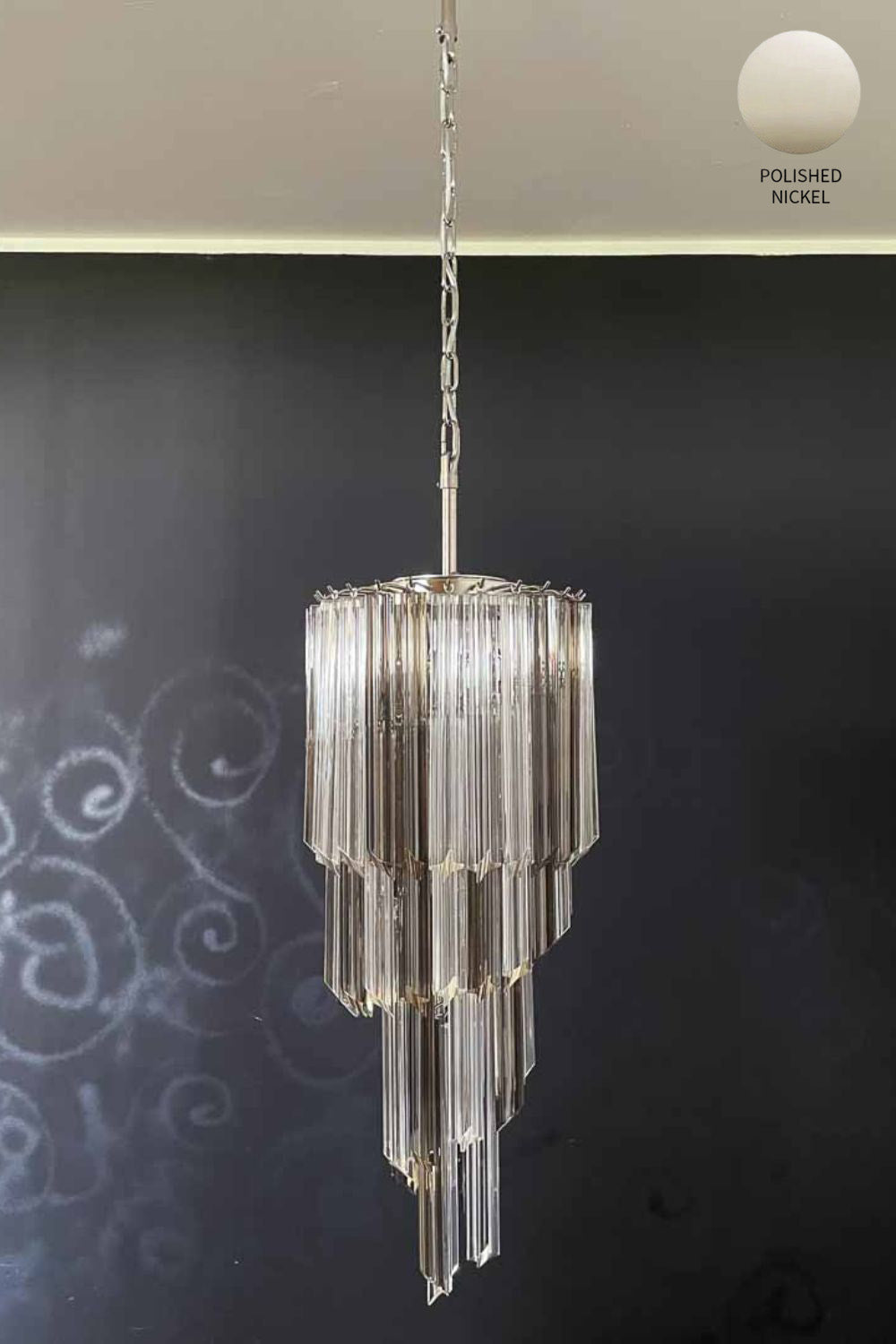 Vintage Smoked Art Glass Prism Spiral Chandelier - view 16 | everlamps