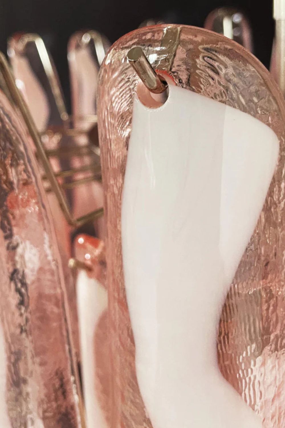 Art Blush Pink Glass Petal Chandelier - view 15 | everlamps