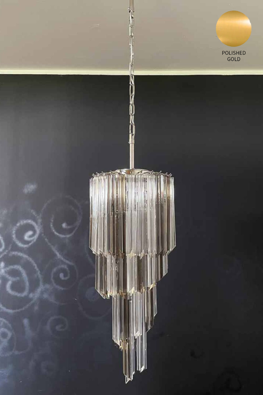 Vintage Smoked Art Glass Prism Spiral Chandelier - view 17 | everlamps