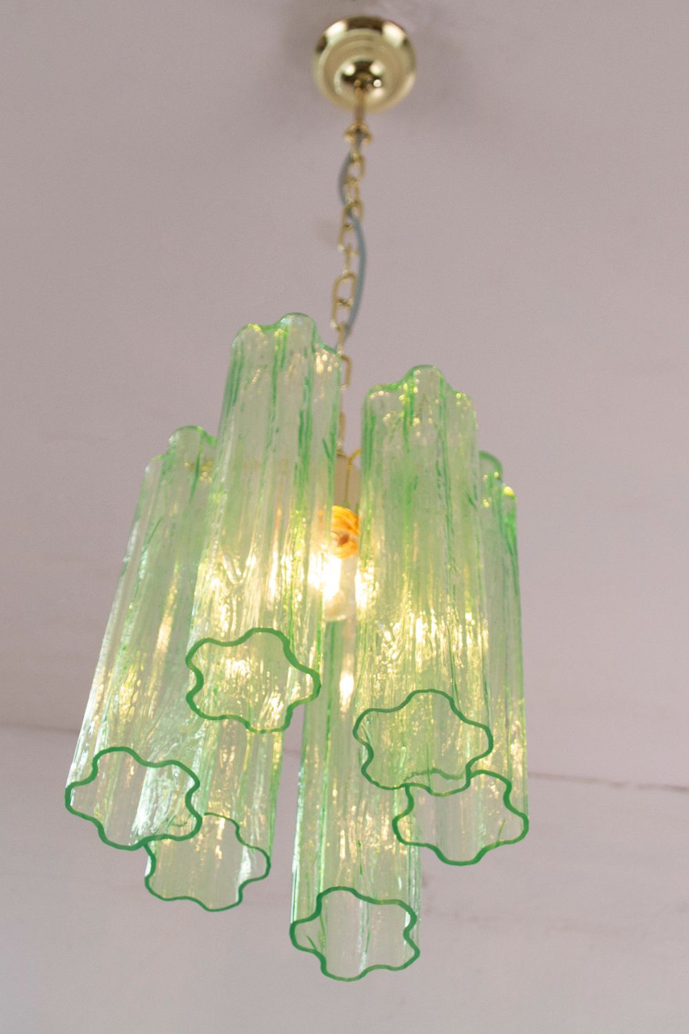 Italian Green Glass Tube Chandelier - view 11 | everlamps