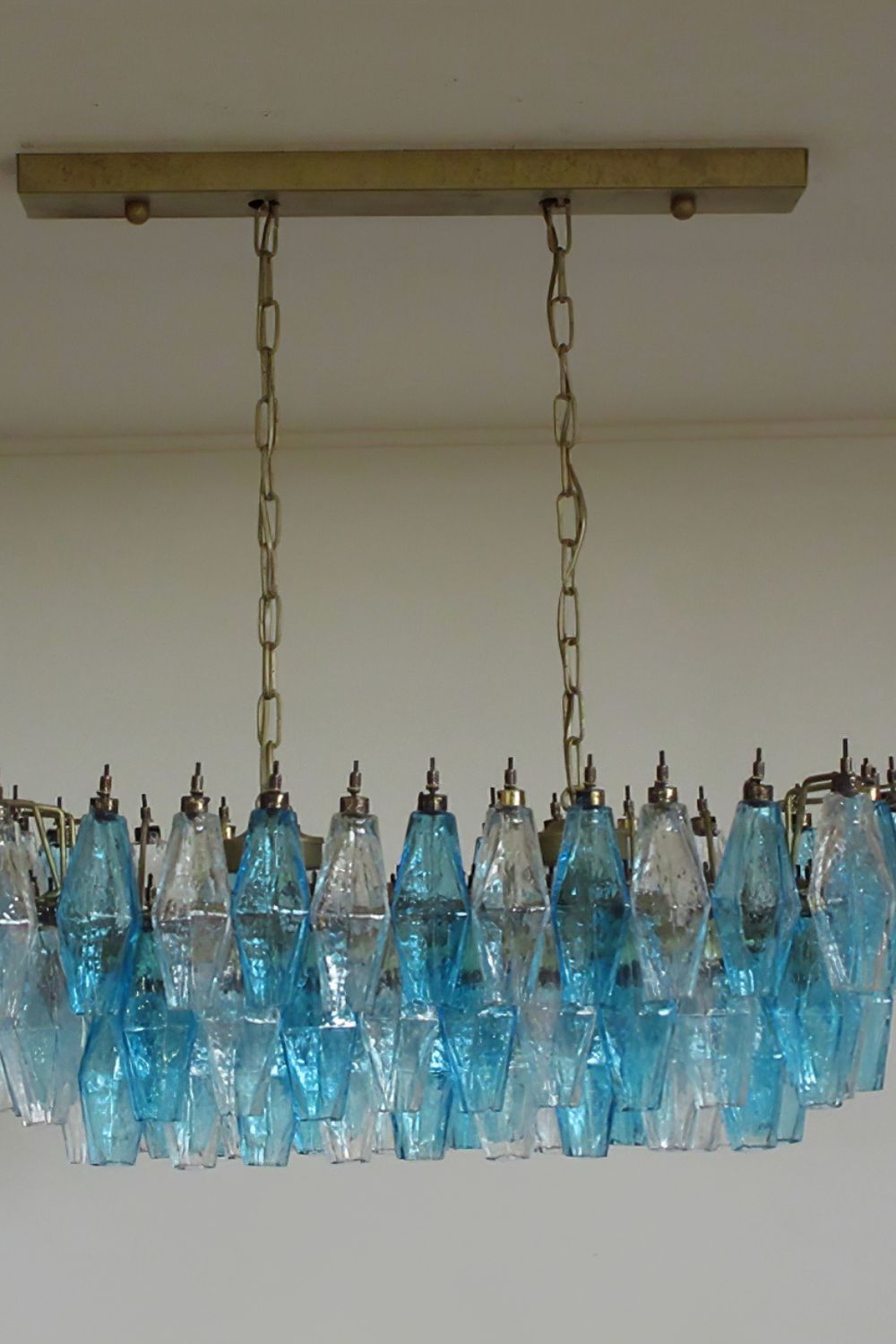 Vintage blue and clear glass Art Poliedri chandelier - view 5 | everlamps
