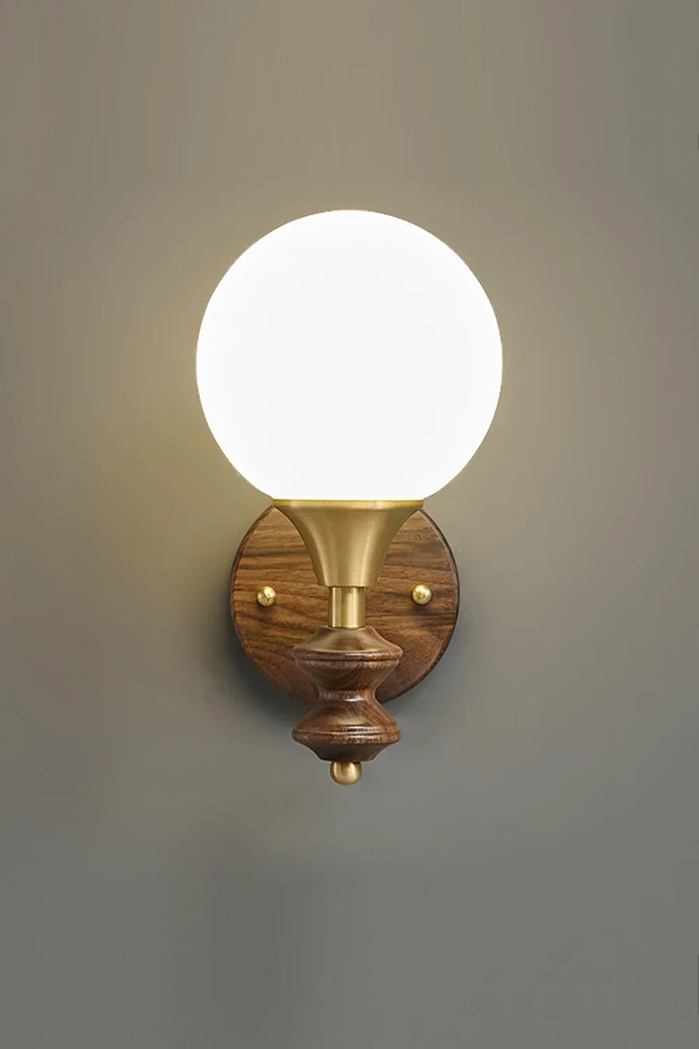 Vintage Globe Walnut Wood Wall Lamp - view 7 | everlamps