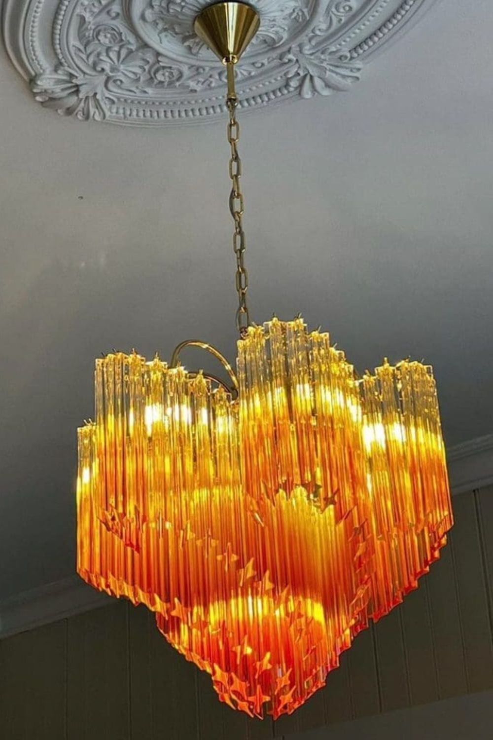 Shaded Amber Art Crystal Prism Chandelier - view 3 | everlamps