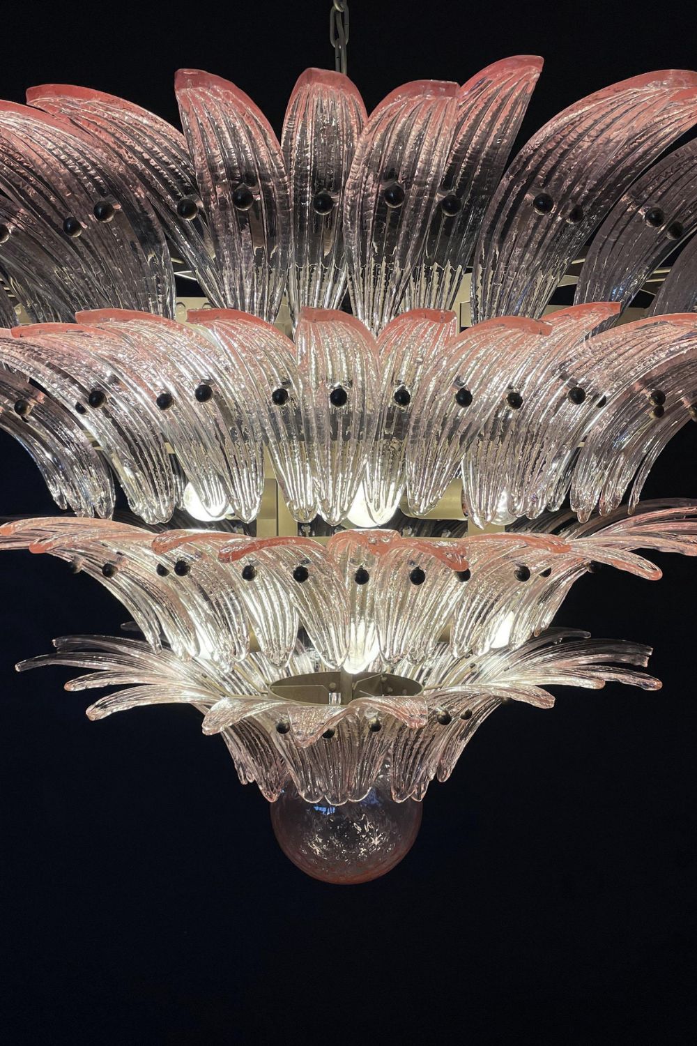 Art Four-tier pink glass palm leaf chandelier - view 16 | everlamps