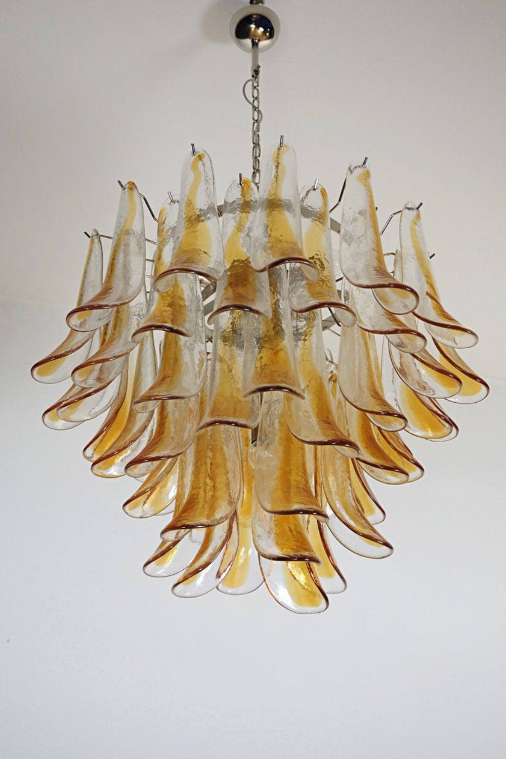 Mazzega Amber Glass Petal Chandelier - view 8 | everlamps