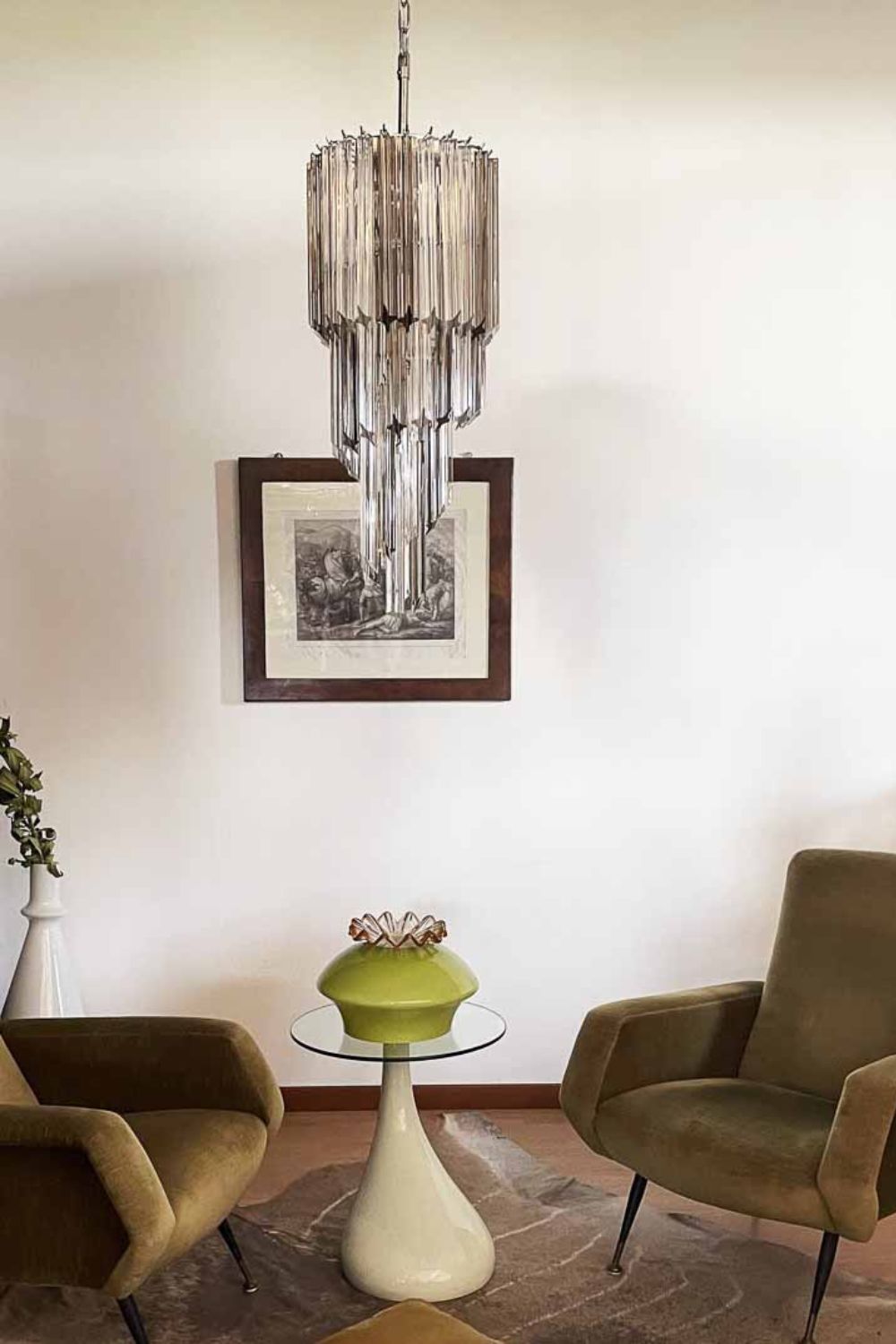 Vintage Smoked Art Glass Prism Spiral Chandelier - view 3 | everlamps