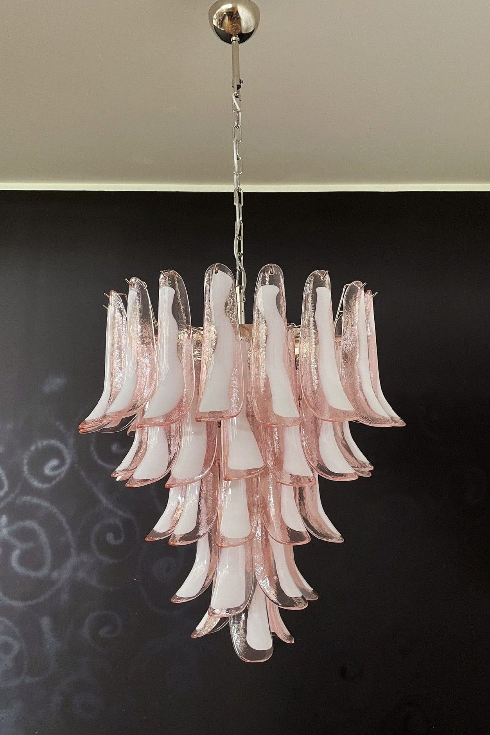 Art Blush Pink Glass Petal Chandelier - view 10 | everlamps
