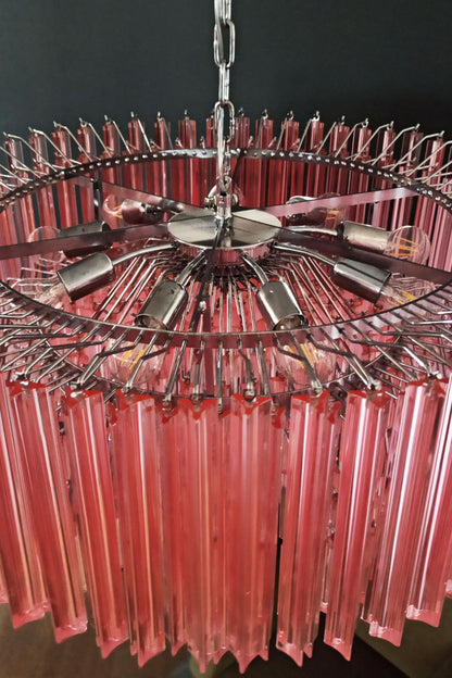 Large pink Art Triedri glass prism chandelier - view 10 | everlamps