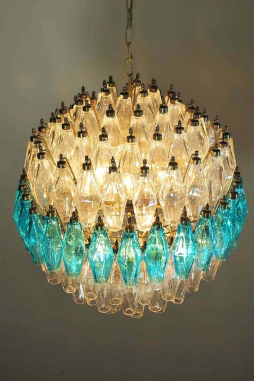Blue and clear Art glass spherical chandelier - view 8 | everlamps