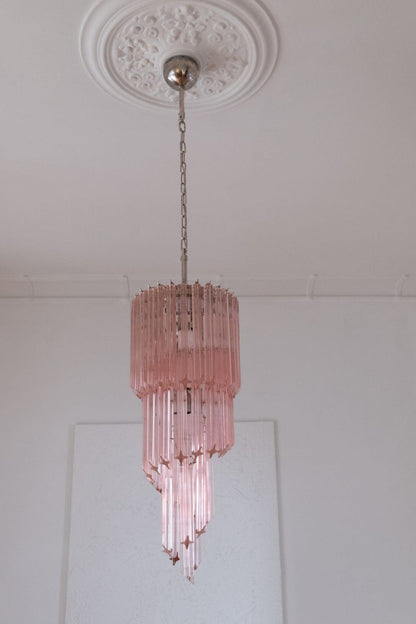 Pink Art Glass Prism Spiral Chandelier - view 6 | everlamps