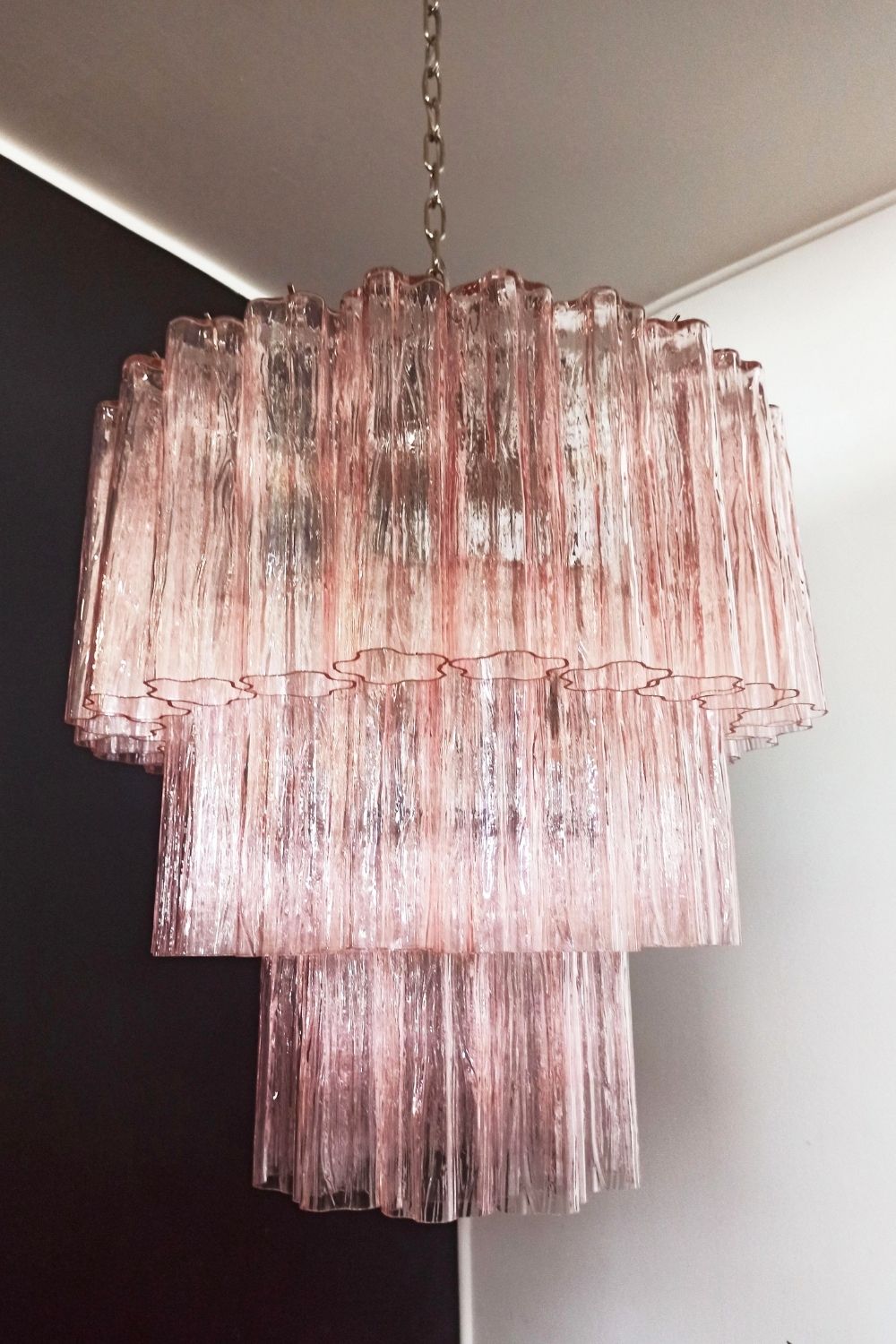 Art light pink glass tube chandelier - view 11 | everlamps