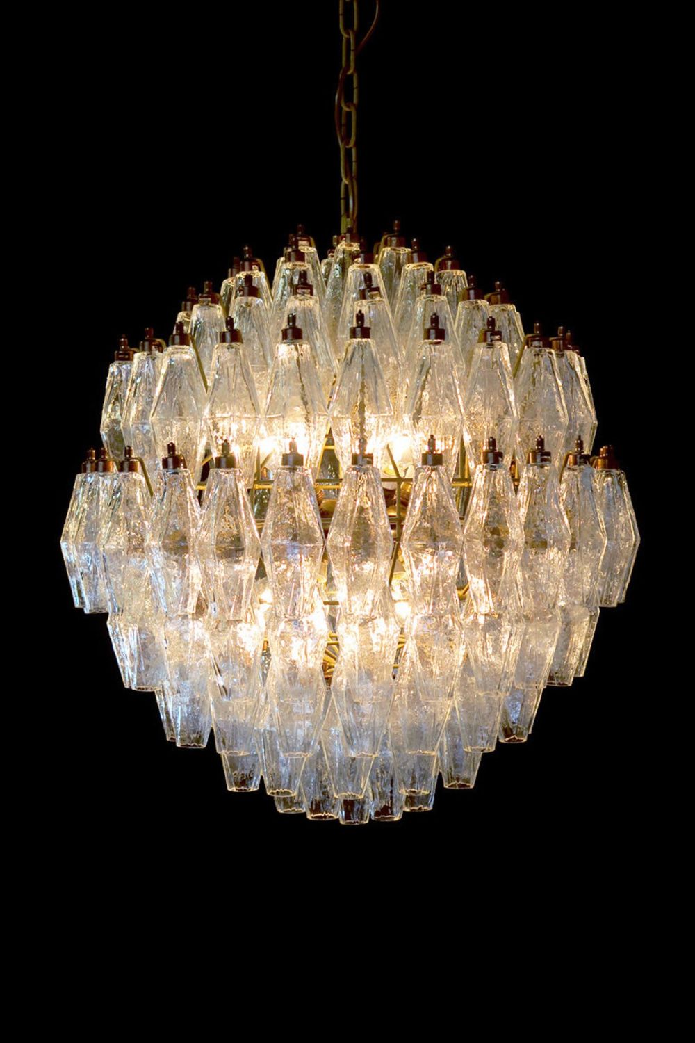 spherical Clear Art Polyhedron Glass Chandelier - view 3 | everlamps