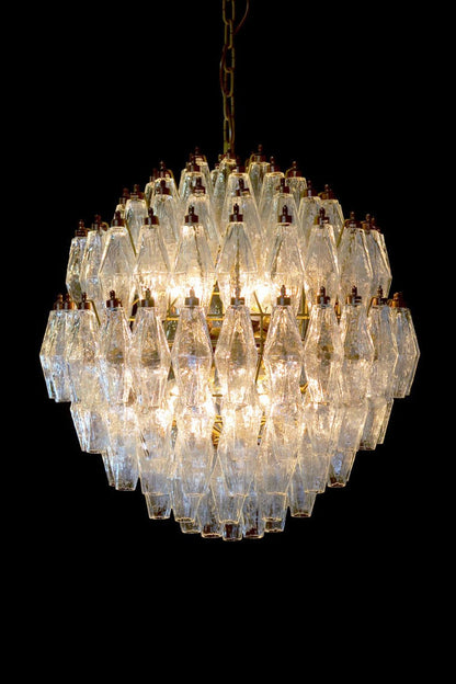 spherical Clear Art Polyhedron Glass Chandelier - view 3 | everlamps