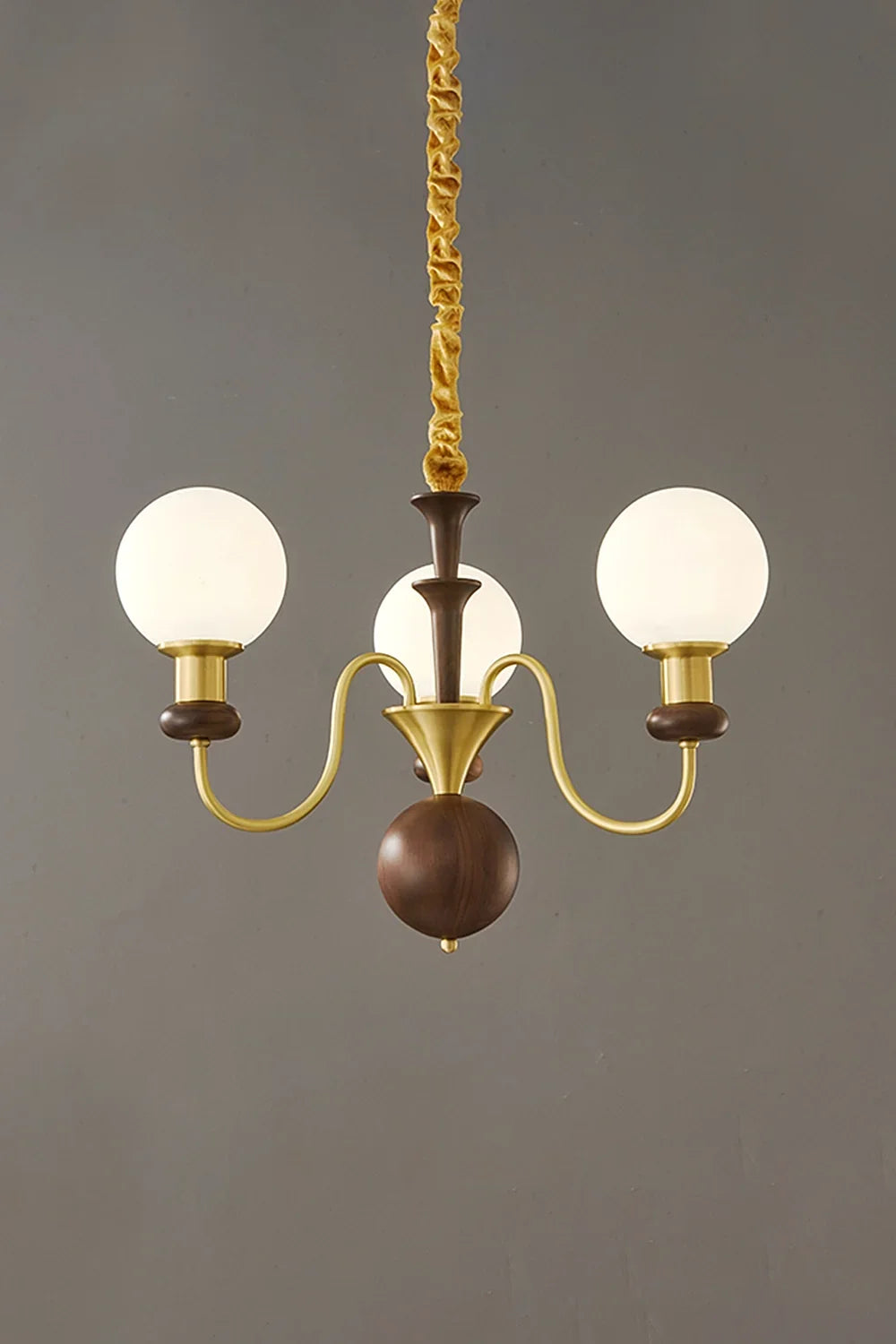 Vintage Walnut Wood Globe Chandelier - view 7 | everlamps