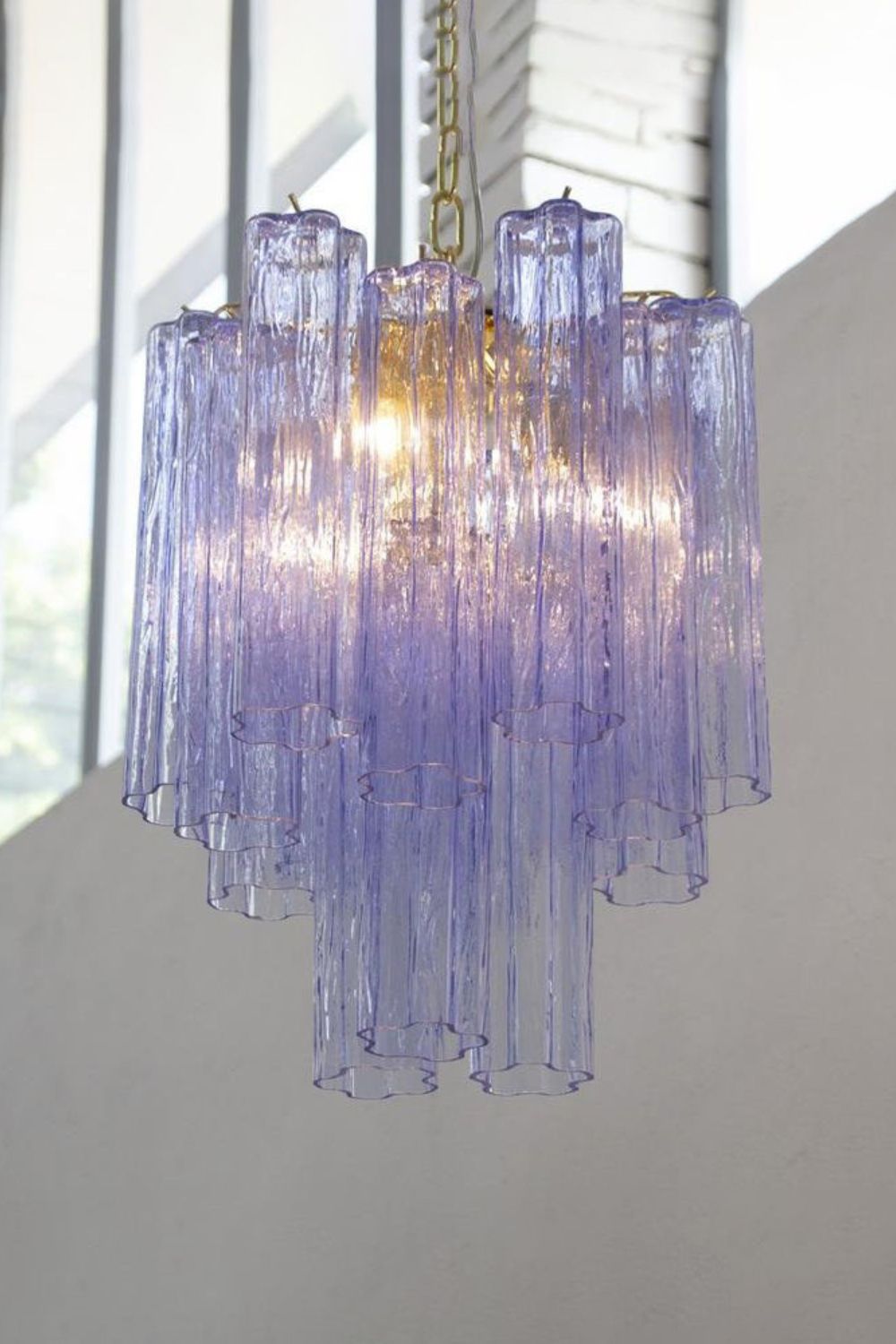Vintage Art Blue-Purple Glass Tube Chandelier - view 3 | everlamps