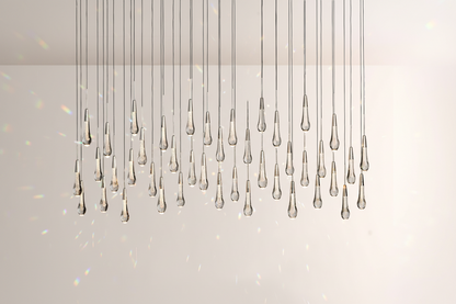 Raindrop Glass Solitaire Linear Chandelier-Everlamps