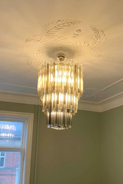 Smoked and Clear Art Glass Prism Chandelier - view 9 | everlamps