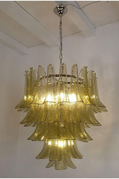 1970s Green Art Glass Petal Chandelier - view 4 | everlamps