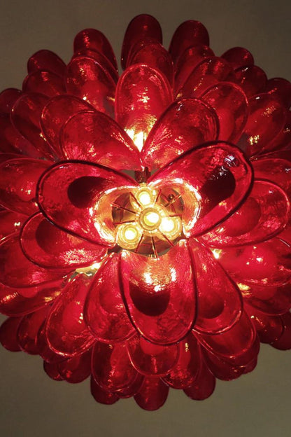 Mid-Century Red Art Glass Petal Chandelier - view 10 | everlamps