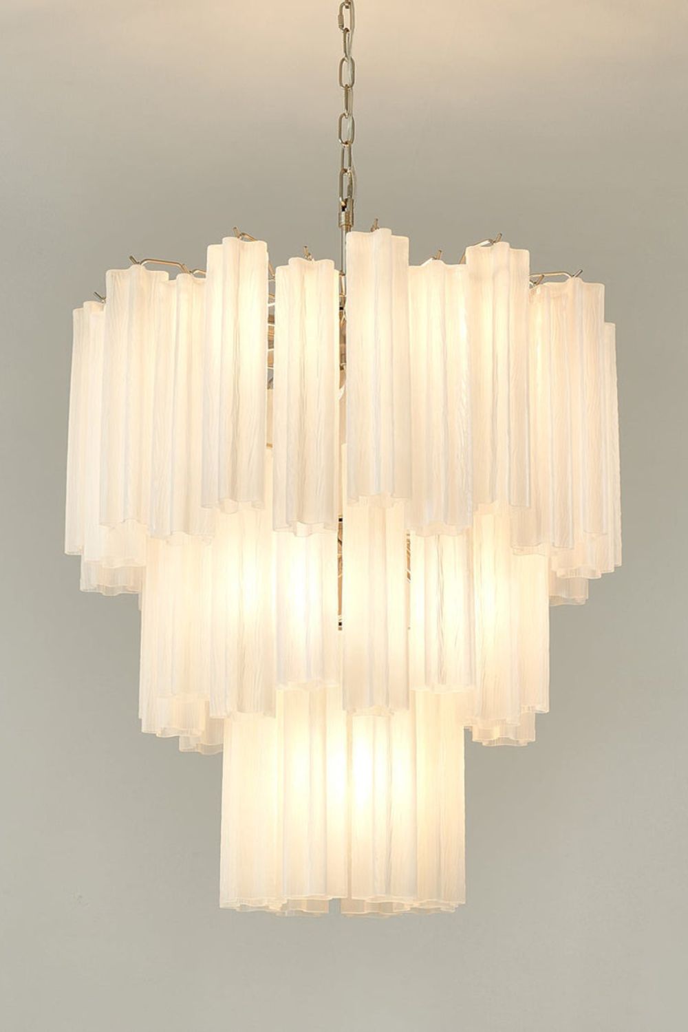 Three-tier Art frosted white glass chandelier - view 3 | everlamps