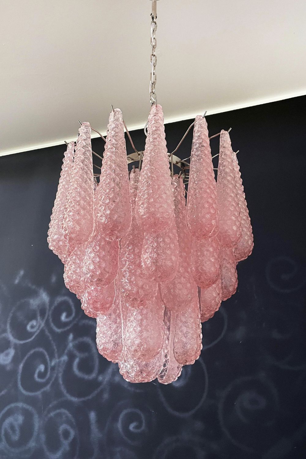 Pink Art Glass Teardrop Chandelier - view 8 | everlamps