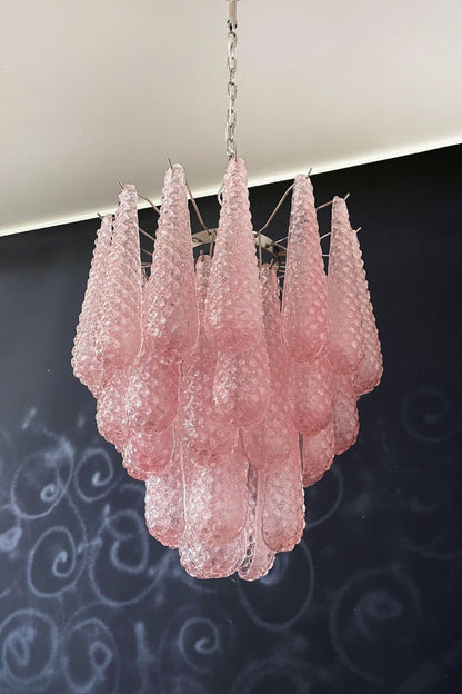 Pink Art Glass Teardrop Chandelier - view 8 | everlamps