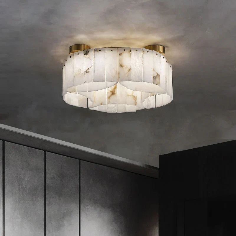 Contemporary Alabaster Flush Mount Ceiling Lamp