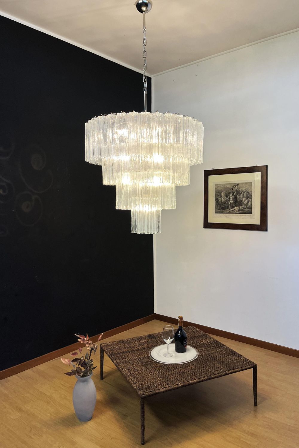 Art clear glass tiered chandelier - view 4 | everlamps
