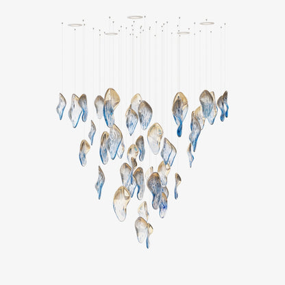 Galaxy Ocean Drift Blown Glass Crystal Spiral Chandelier