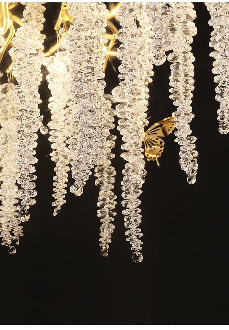 Branch Luxury Long Snowflake Crystal Chandelier