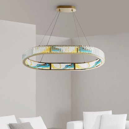 Marin Oval Colorful Crystal Chandelier Lighting 42“