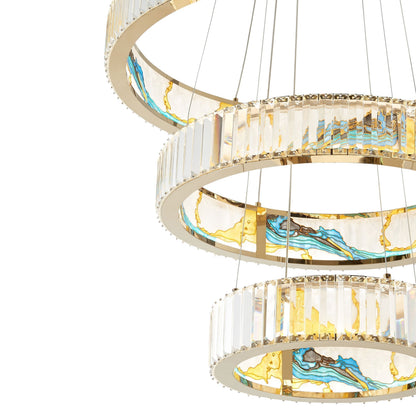 Marin Colorful 3 Tiers Round Crystal Chandelier