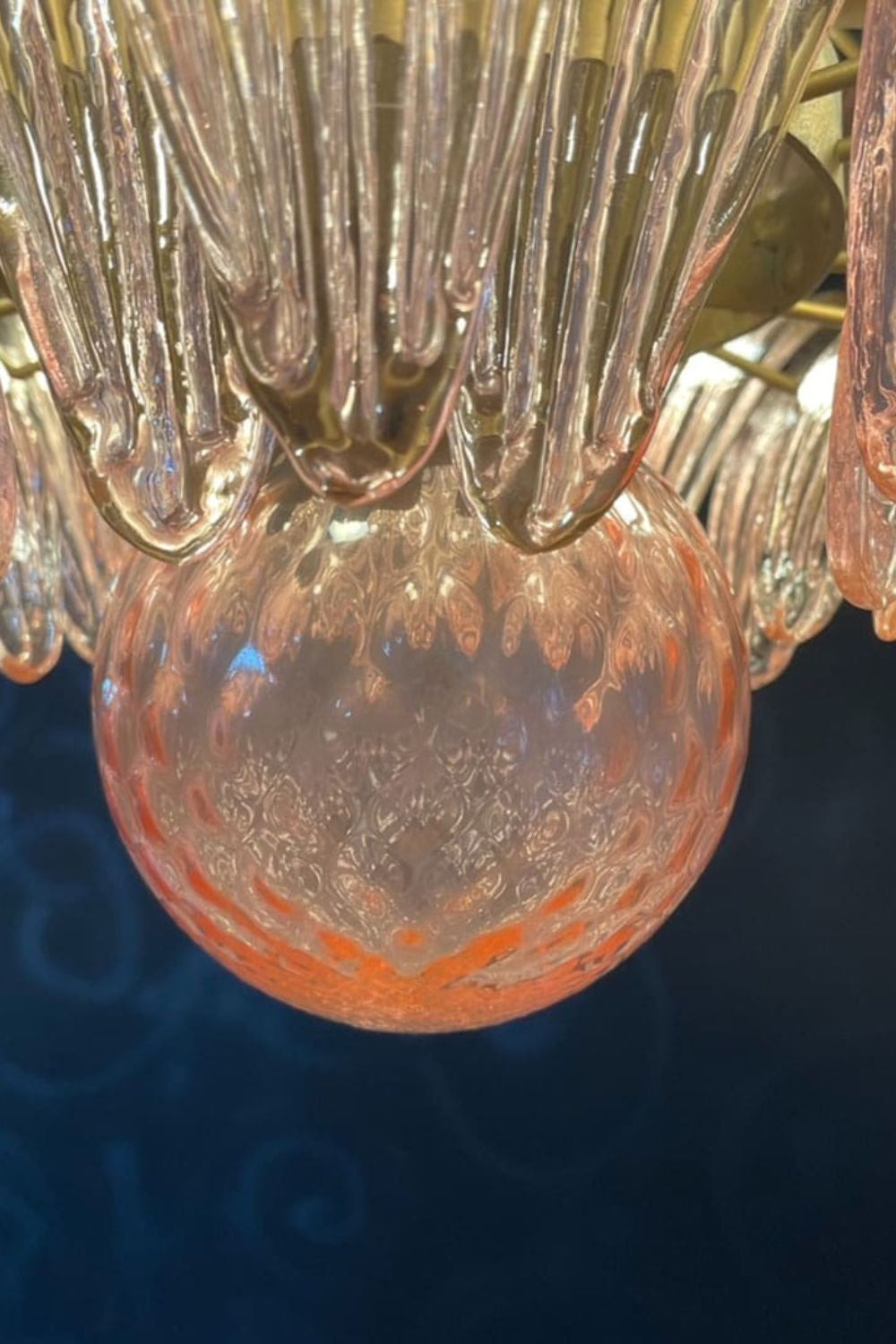 Vintage Art Pink Palm Leaf Glass Chandelier - view 11 | everlamps