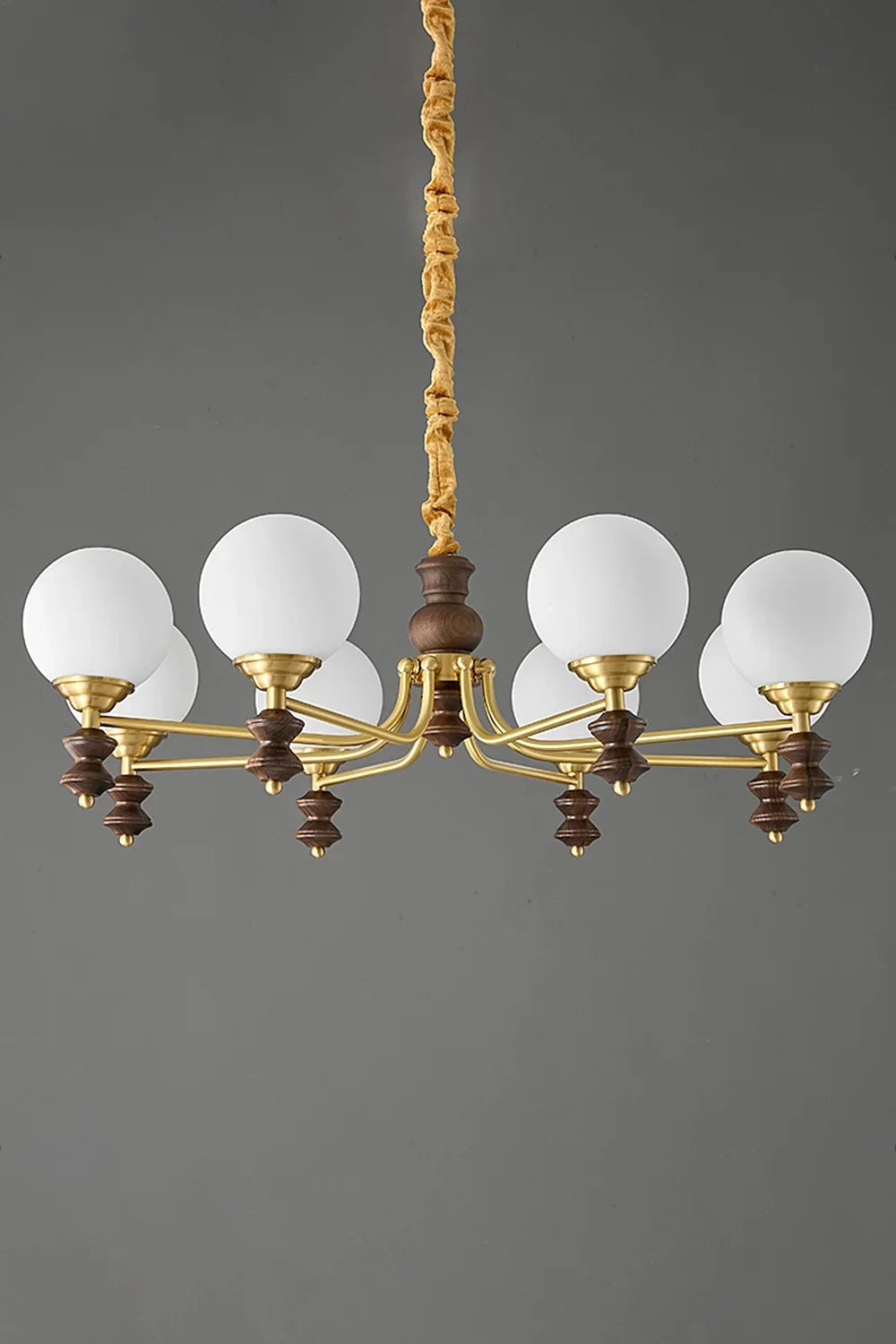 Vintage Globe Walnut Wood Chandelier - view 10 | everlamps