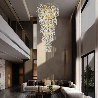 63'' Long Crystal Modern Gold Tree Branch Chandelier