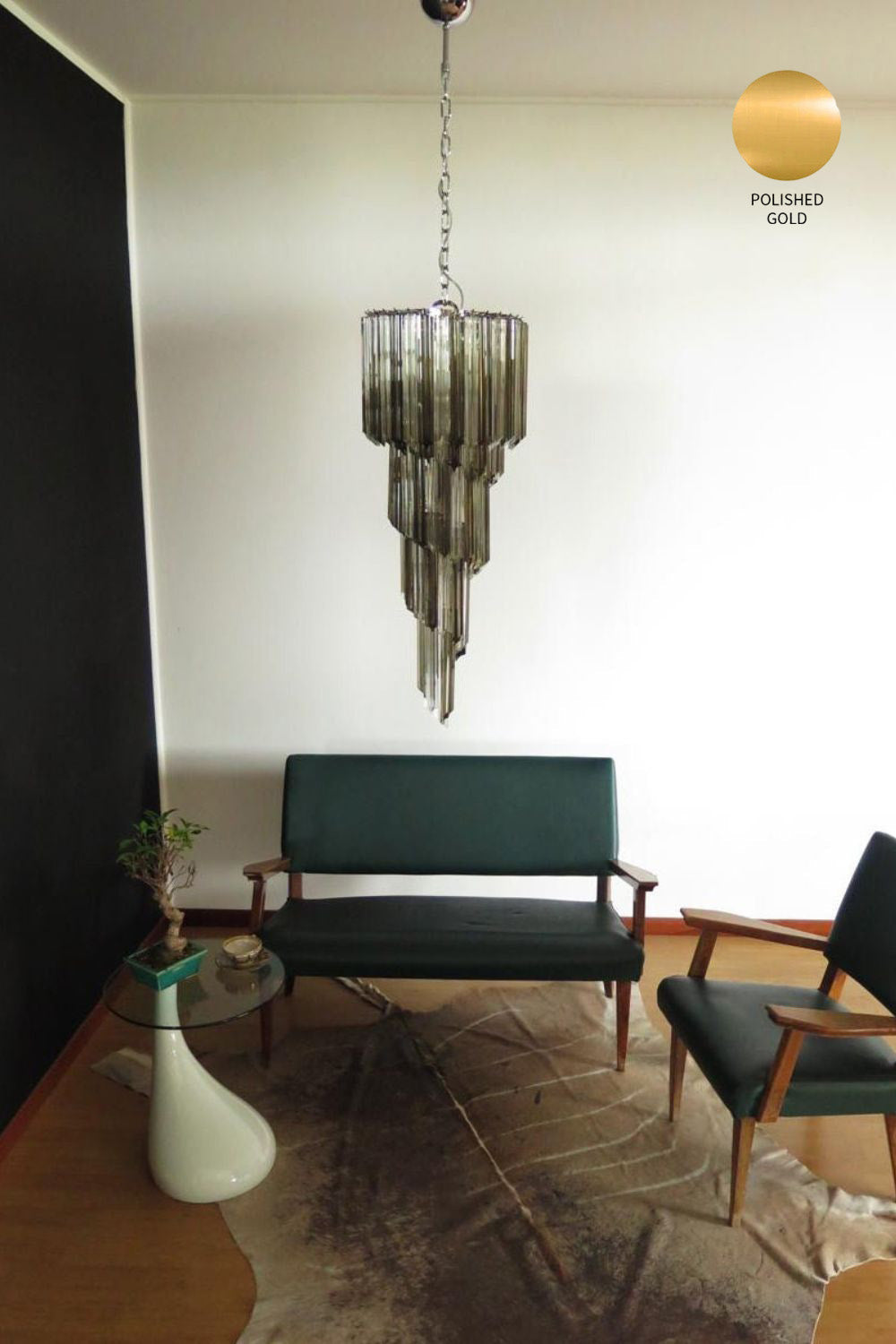 1983 Smoked Glass Prism Chandelier - view 13 | everlamps