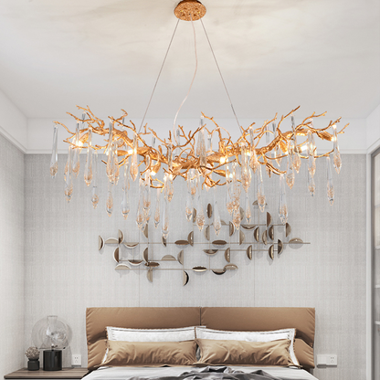 Agnes Brass Branch Crystal Chandelier For Dining Room - Ineffable Lighting