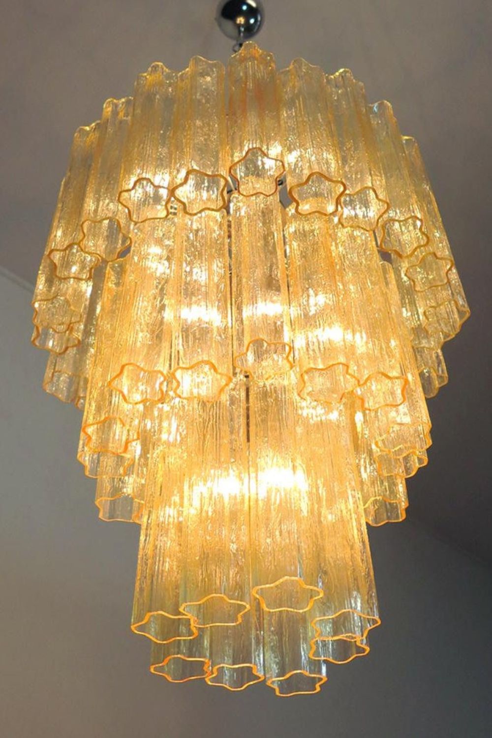 Three-Tier Yellow  Glass Art Chandelier - view 8 | everlamps