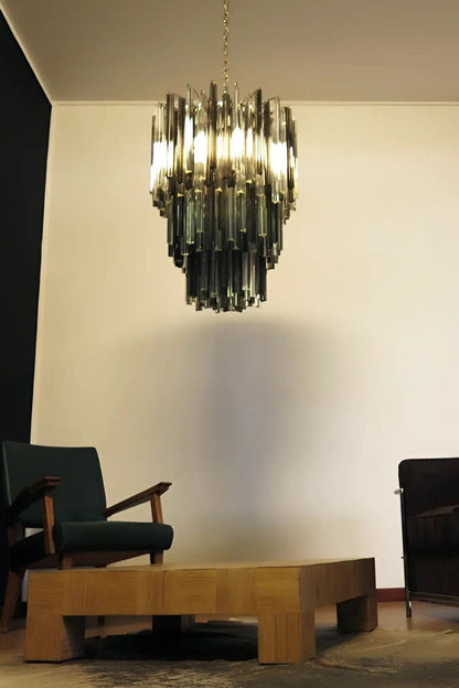 Smoked and Clear Art Glass Prism Chandelier - view 8 | everlamps
