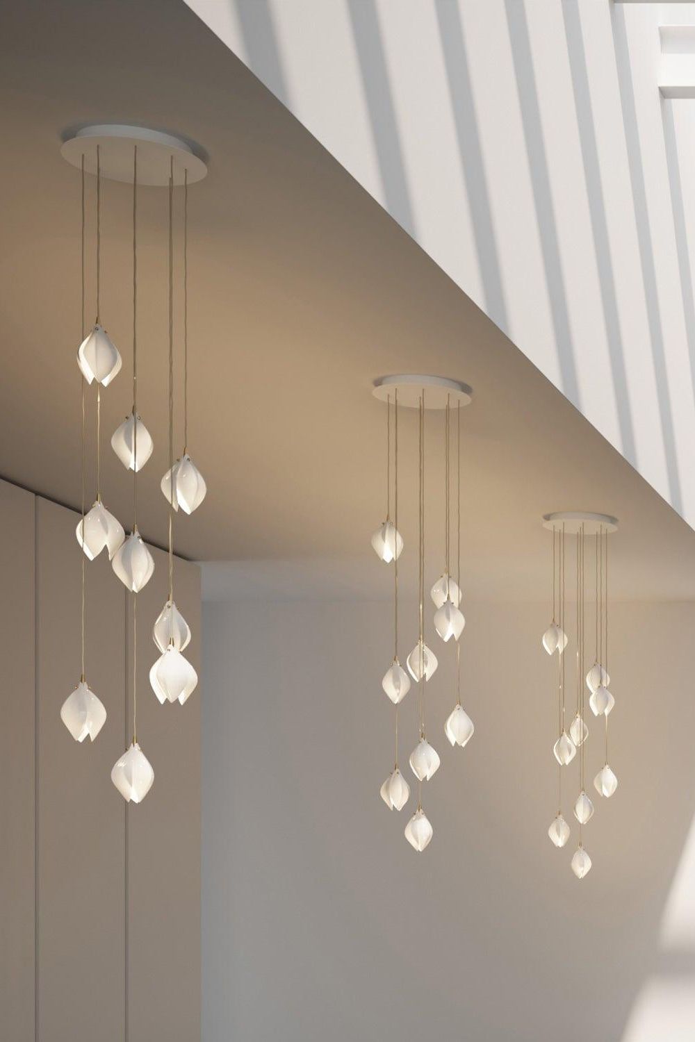 Gold Stem Ceramic Flower Chandelier - view 17 | everlamps