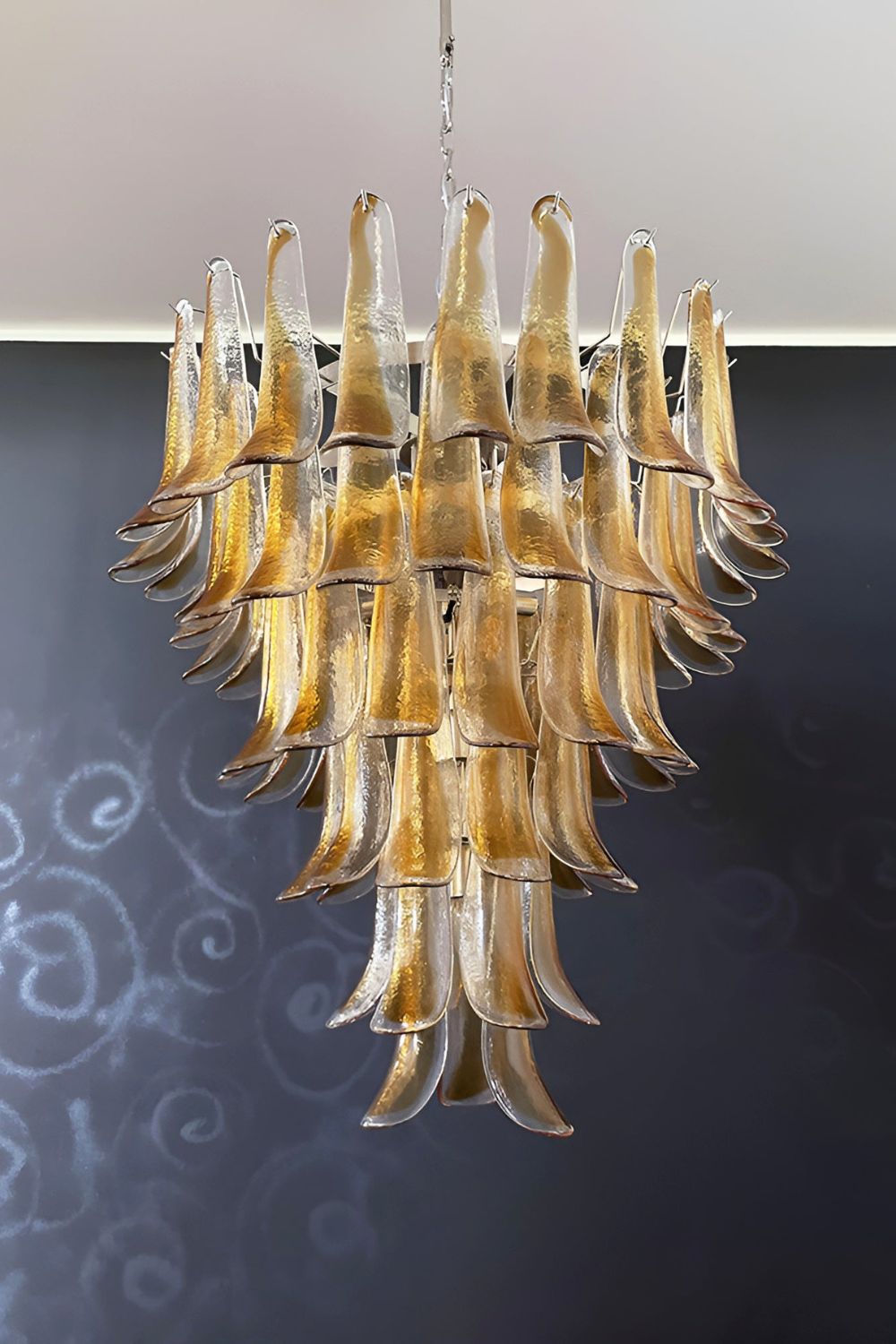 Amber Art Glass Petal Cascade Chandelier - view 11 | everlamps