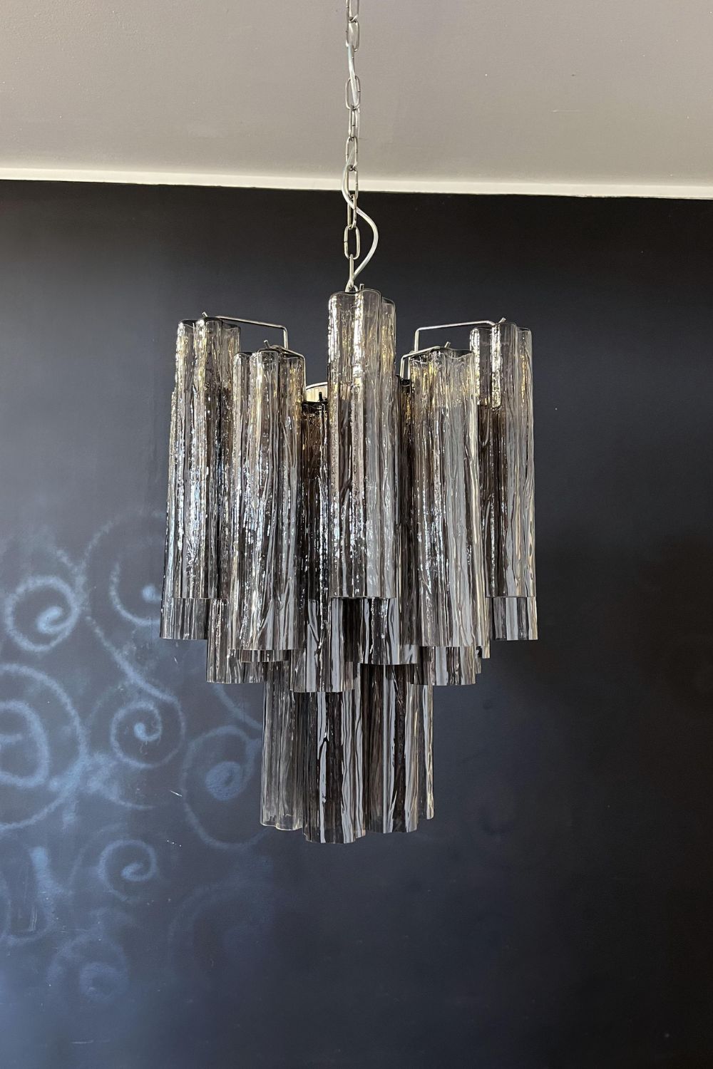 Vintage Smoked Glass Tube Chandelier - view 13 | everlamps