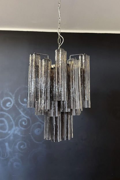 Vintage Smoked Glass Tube Chandelier - view 13 | everlamps