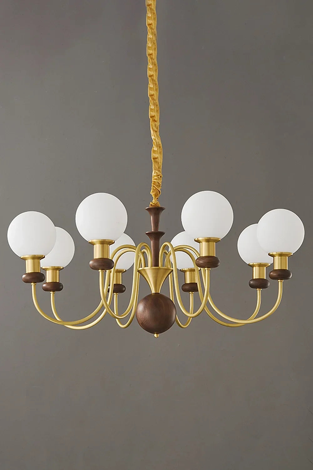 Vintage Walnut Wood Globe Chandelier - view 6 | everlamps