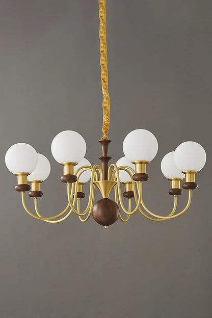Vintage Walnut Wood Globe Chandelier - view 6 | everlamps