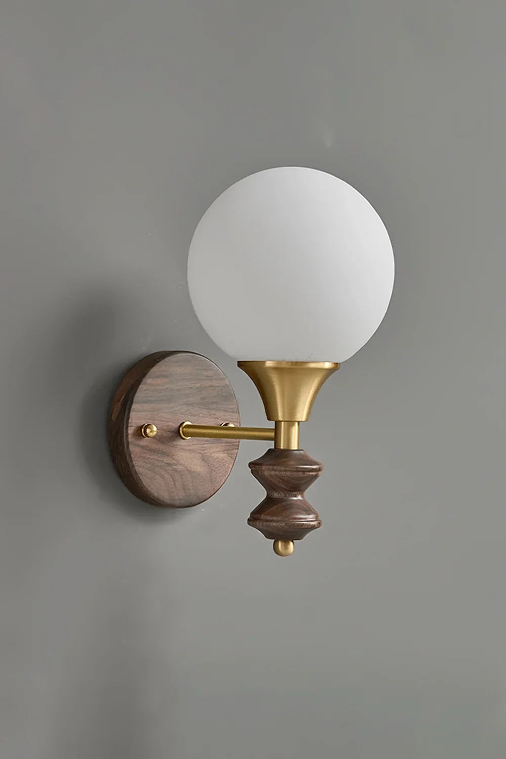 Vintage Globe Walnut Wood Wall Lamp - view 9 | everlamps