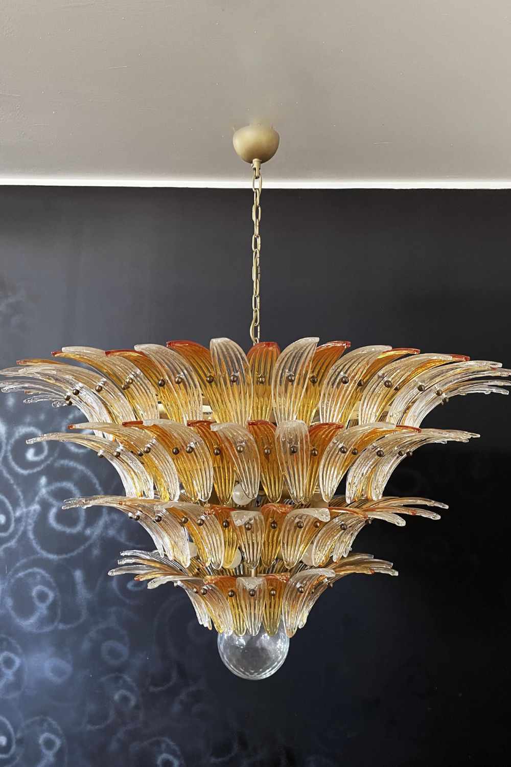 Amber and Clear Art Glass Palmette Chandelier - view 7 | everlamps