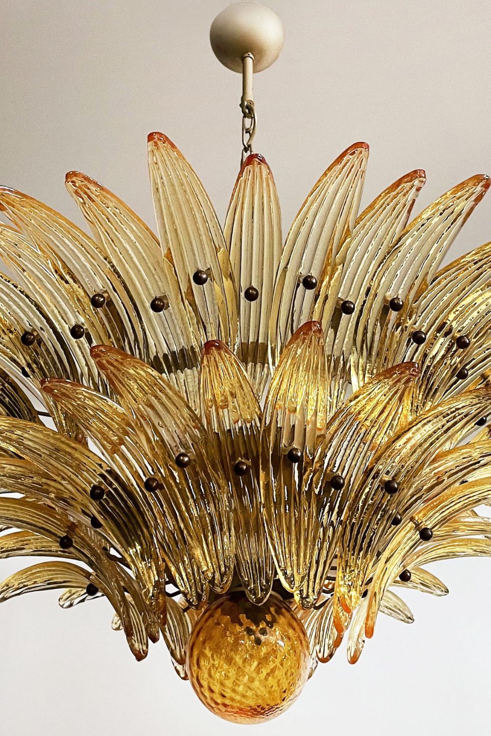 Amber Art Glass Palmette  Chandelier - view 7 | everlamps